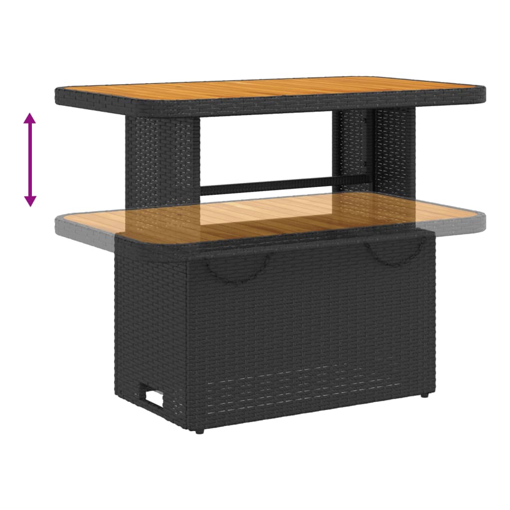 Ensemble à manger de jardin coussins 2pcs noir résine tressée