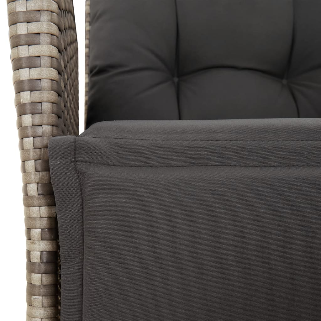 Ensemble à manger de jardin 3 pcs coussins gris résine tressée