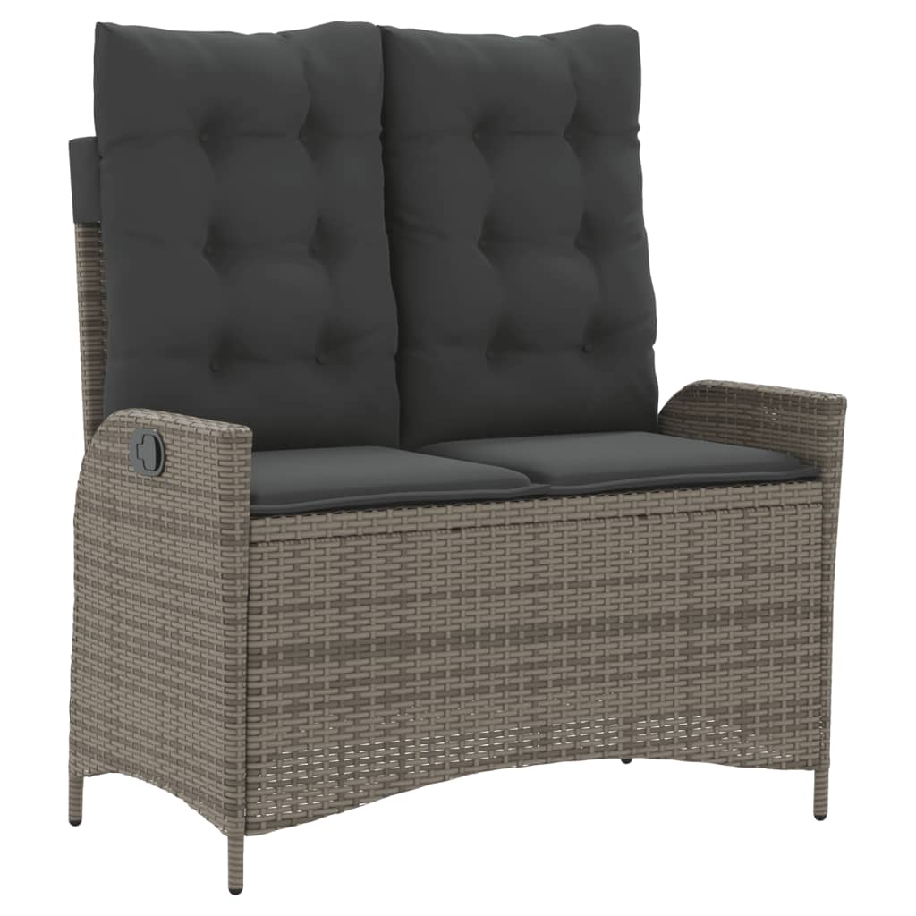 Ensemble à manger de jardin et coussins 2 pcs gris rotin