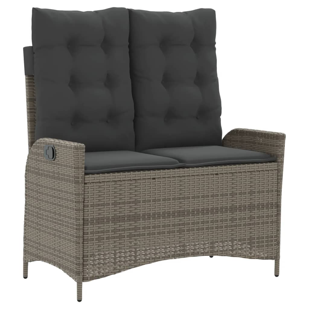 Ensemble à manger jardin 4pcs et coussins Gris Résine tressée