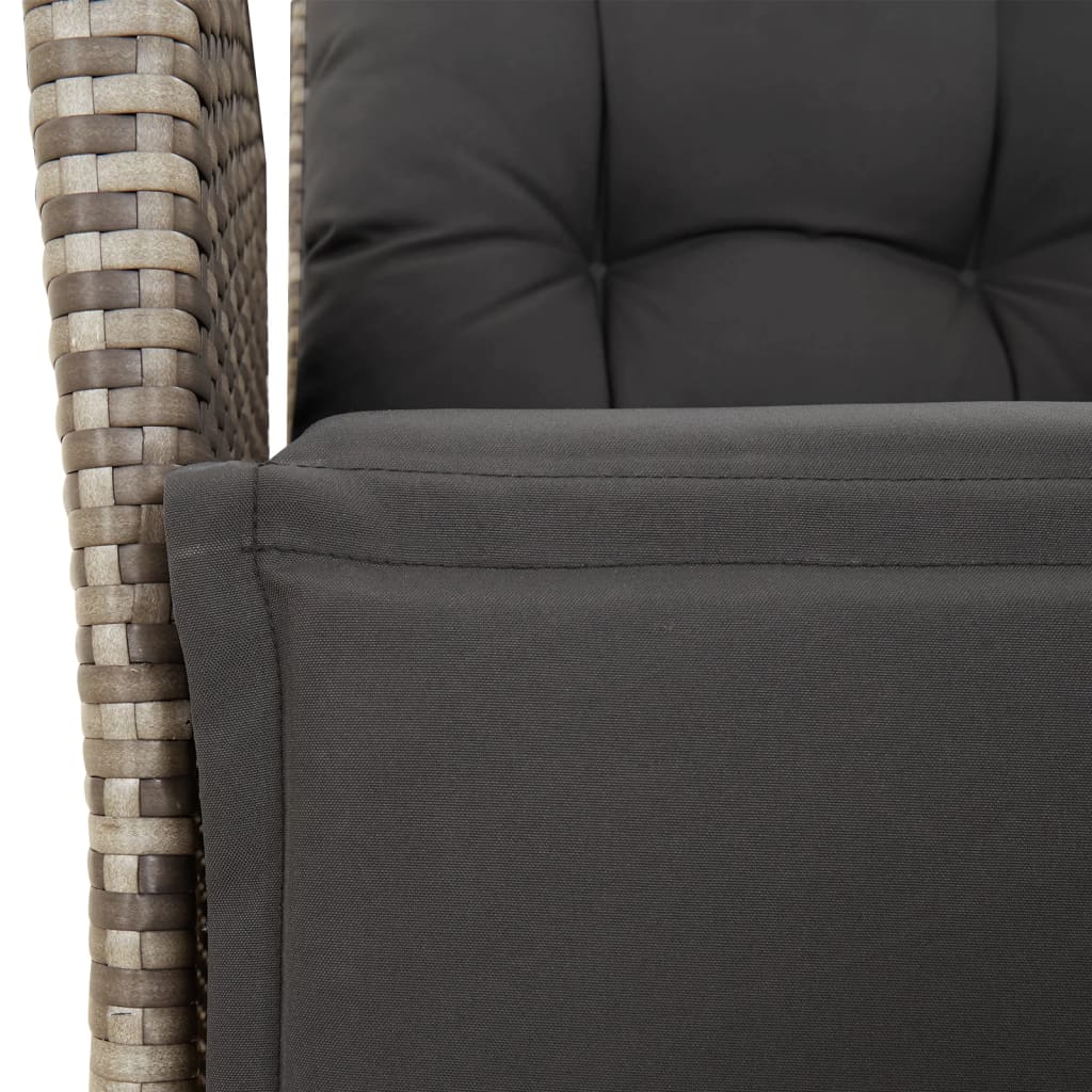Ensemble à manger jardin 4pcs et coussins Gris Résine tressée