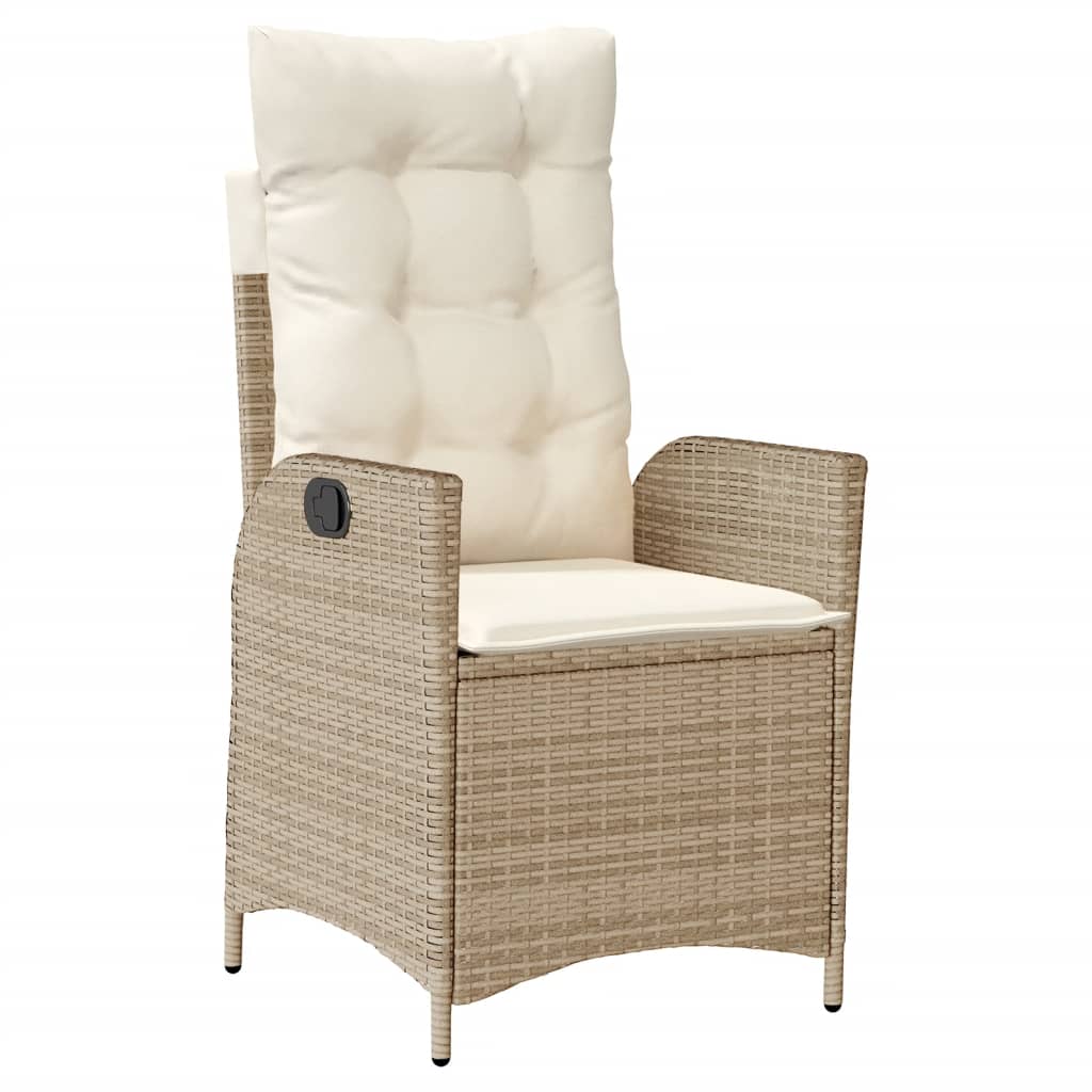 Ensemble à manger de jardin avec coussins 5pcs Beige poly rotin