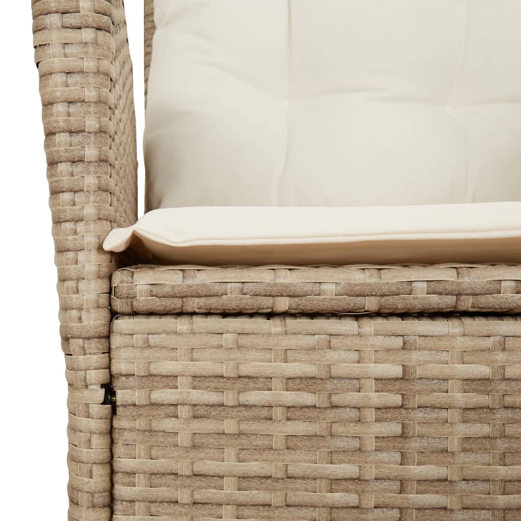 Ensemble à manger de jardin coussins 4 pcs beige résine tressée