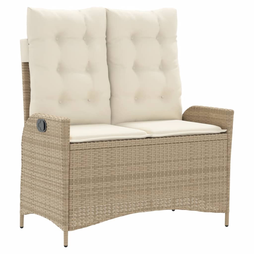 Ensemble à manger de jardin coussins 4 pcs beige résine tressée