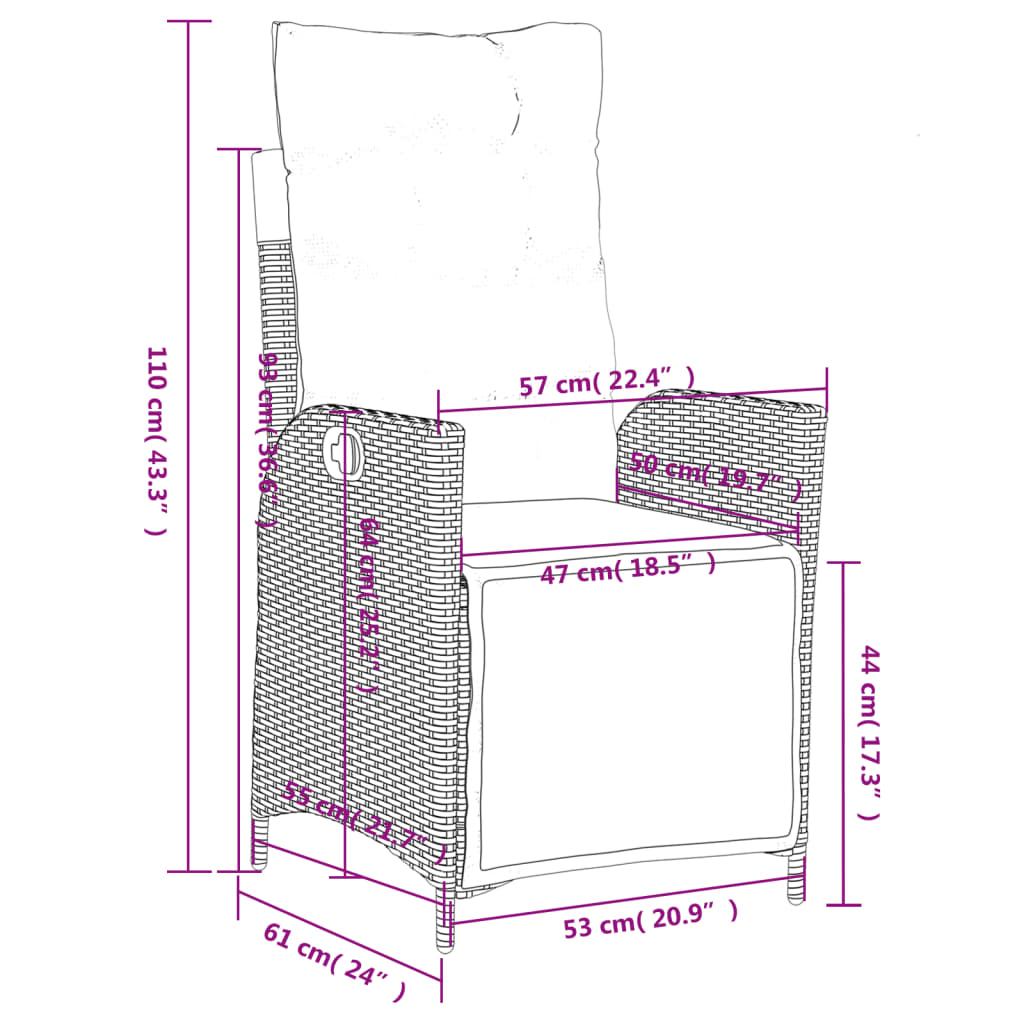Ensemble à manger de jardin coussins 4 pcs beige résine tressée