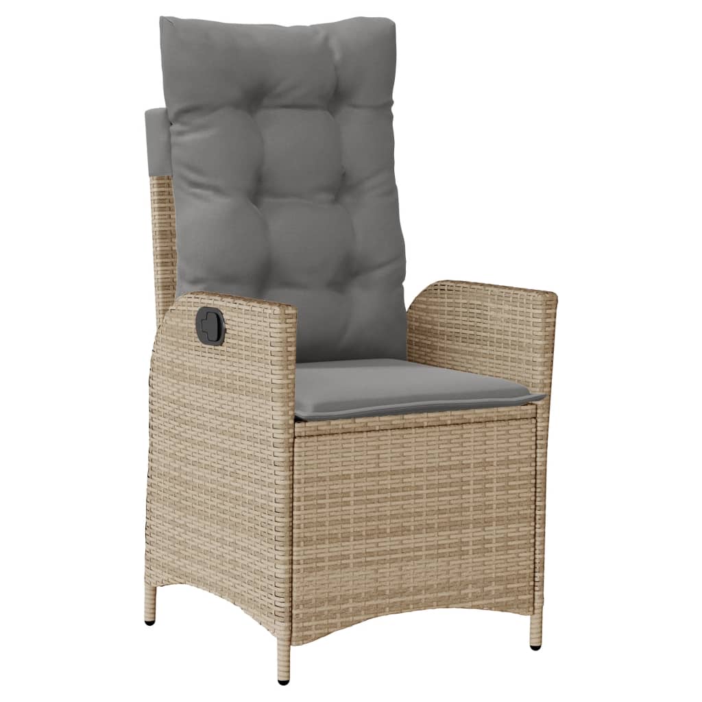 Ensemble à manger de jardin avec coussins 5pcs Beige poly rotin