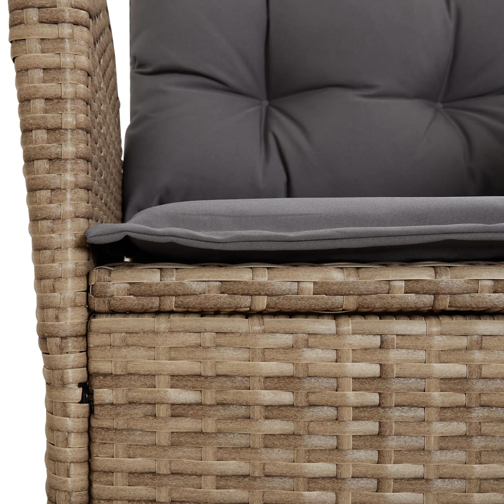 Ensemble à manger de jardin avec coussins 5pcs Beige poly rotin