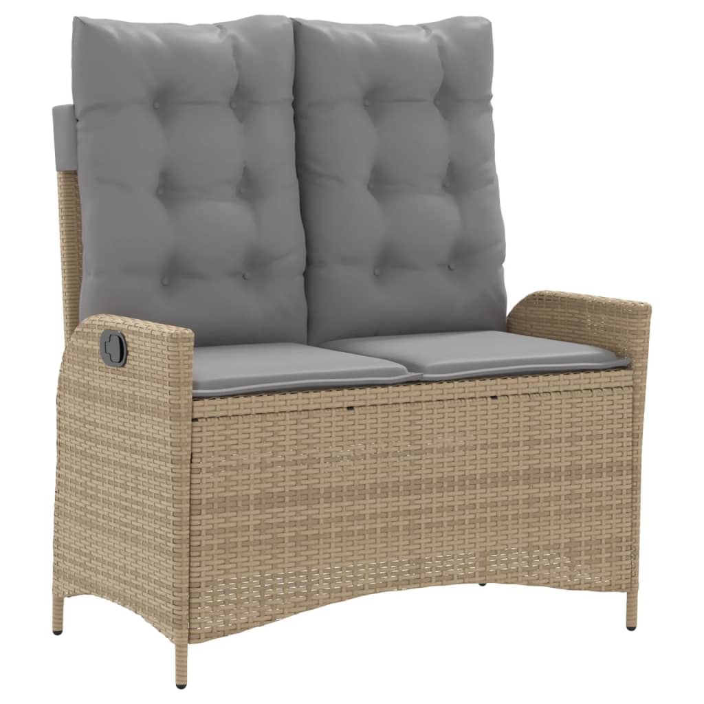 Ensemble à manger de jardin coussins 4 pcs beige résine tressée