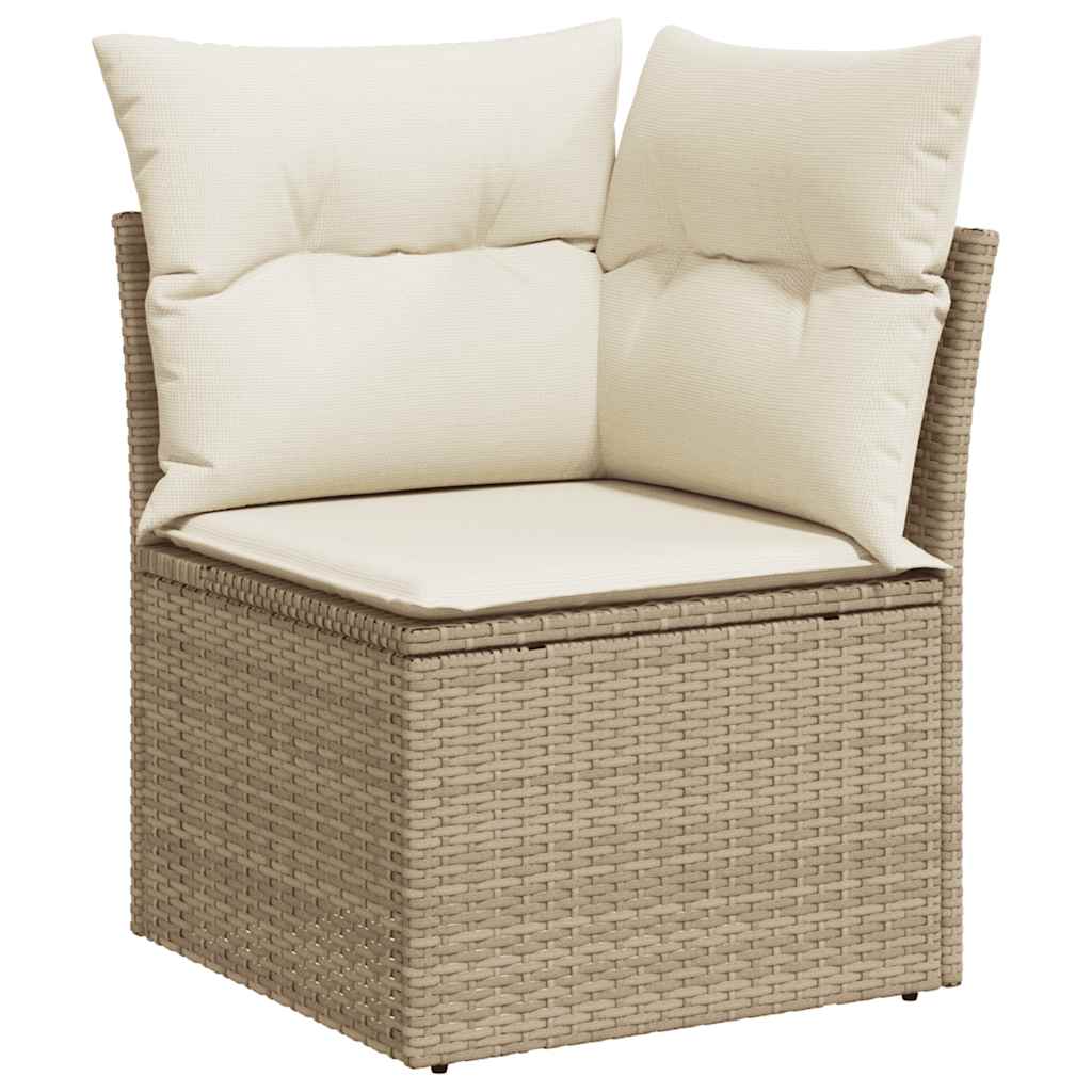 Salon de jardin avec coussins 9 pcs beige résine tressée - XIOS