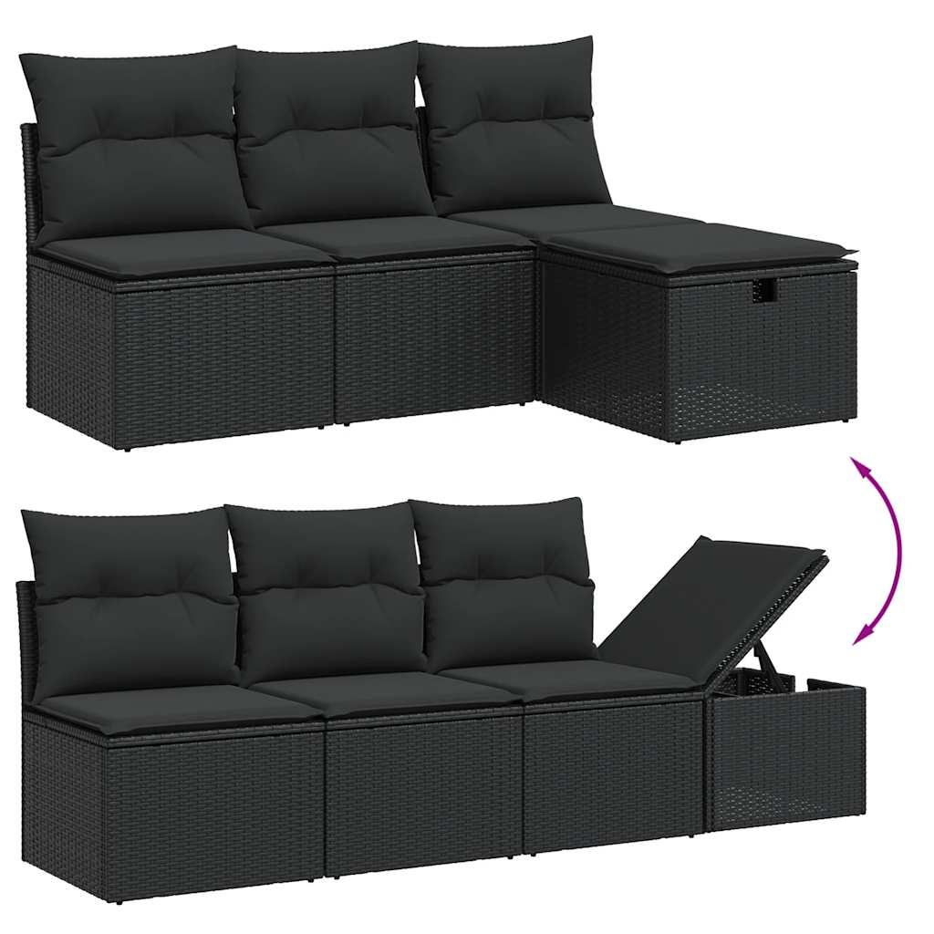 Salon de jardin 9 pcs avec coussins noir résine tressée - XIOS