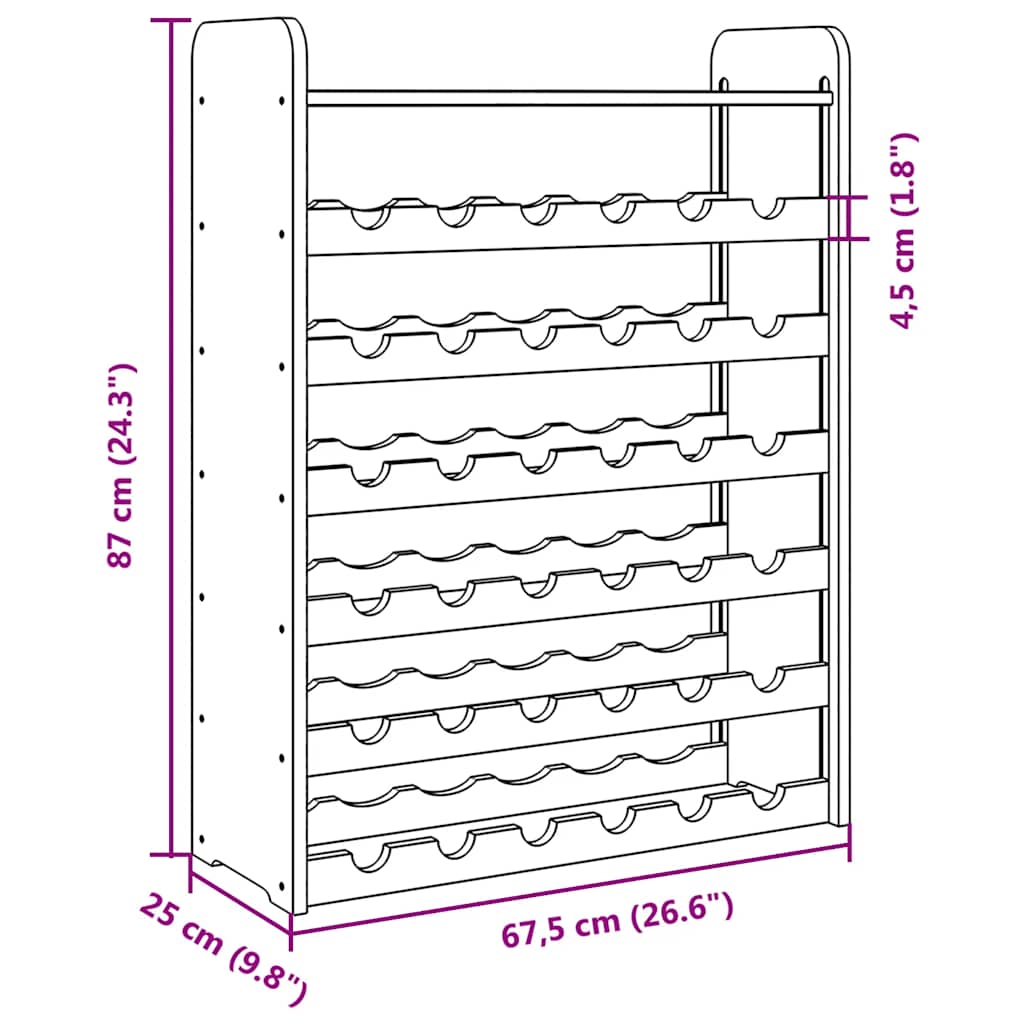 Casier à vin et panneau supérieur 67,5x25x87 cm bois pin massif - XIOS