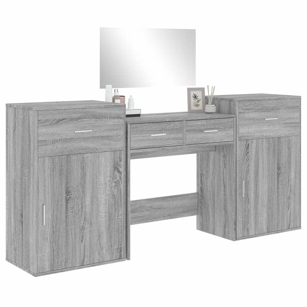 Ensemble de coiffeuse 4 pcs sonoma gris bois d'ingénierie - XIOS