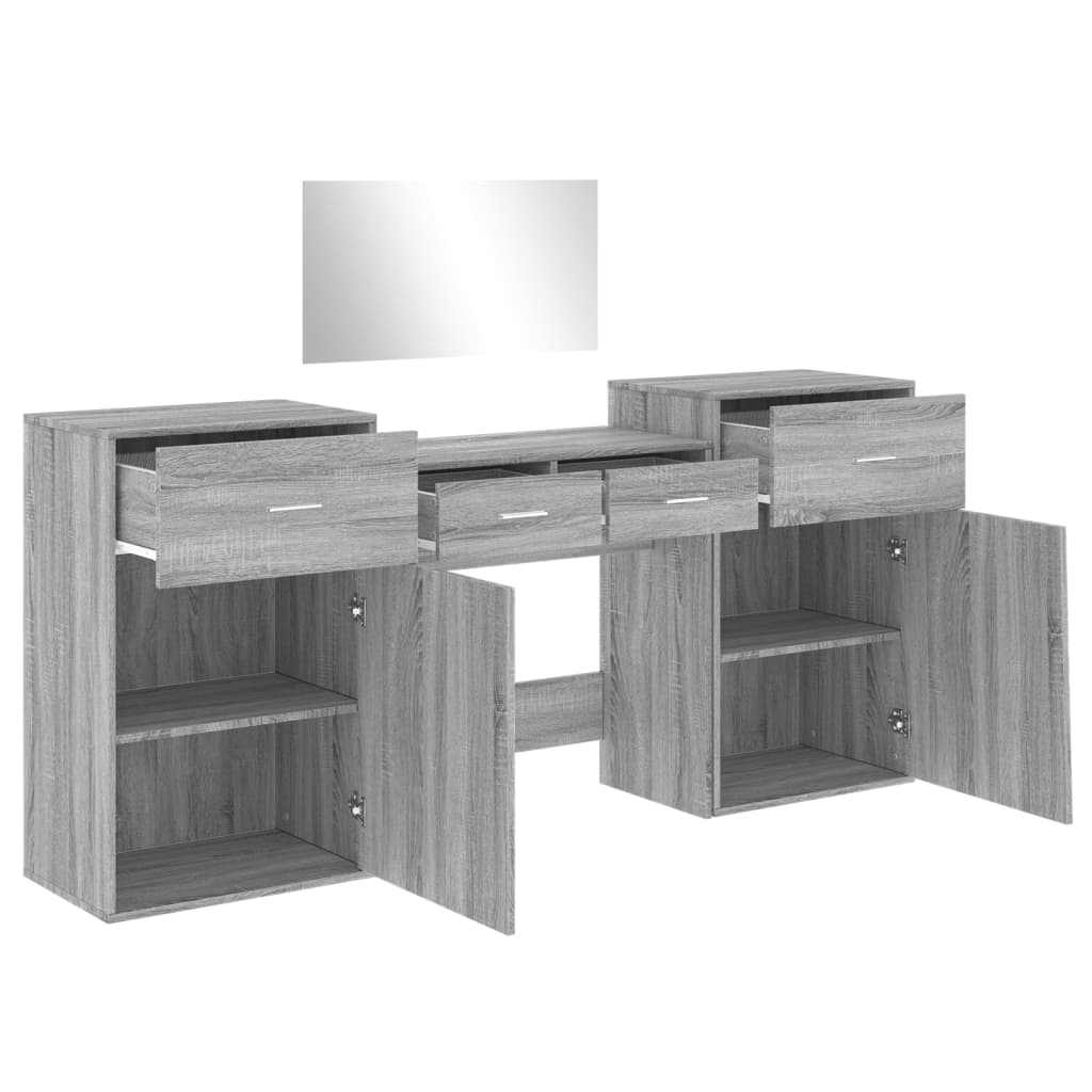 Ensemble de coiffeuse 4 pcs sonoma gris bois d'ingénierie - XIOS