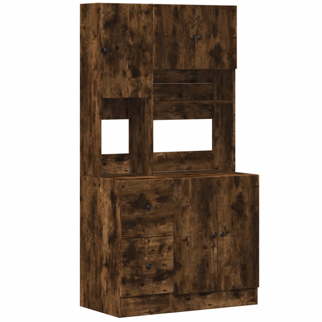 Armoire de cuisine chêne fumé 95x50x180 cm bois d'ingénierie - XIOS
