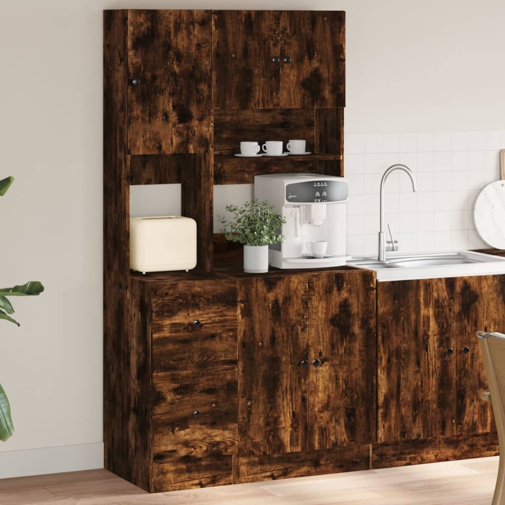 Armoire de cuisine chêne fumé 95x50x180 cm bois d'ingénierie - XIOS