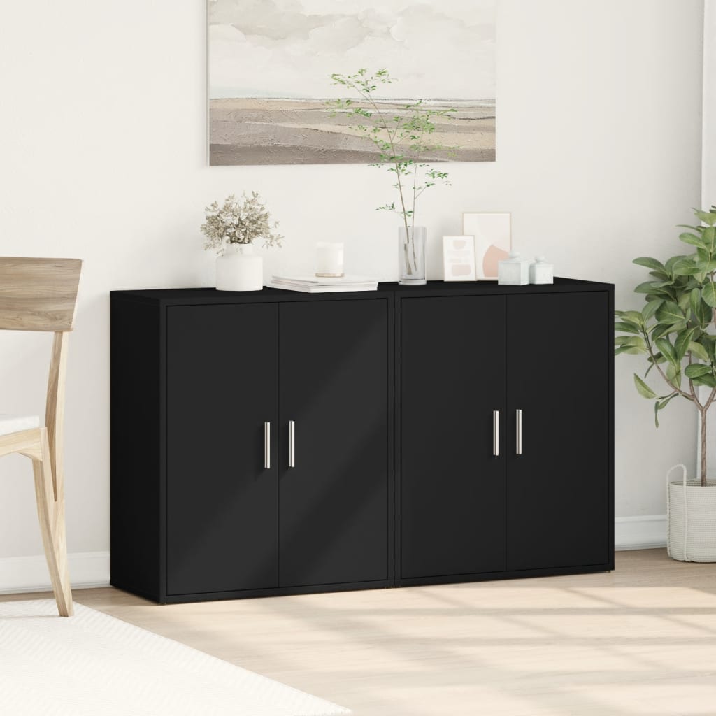 Buffets 2 pcs noir 60x31x70 cm bois d'ingénierie - XIOS