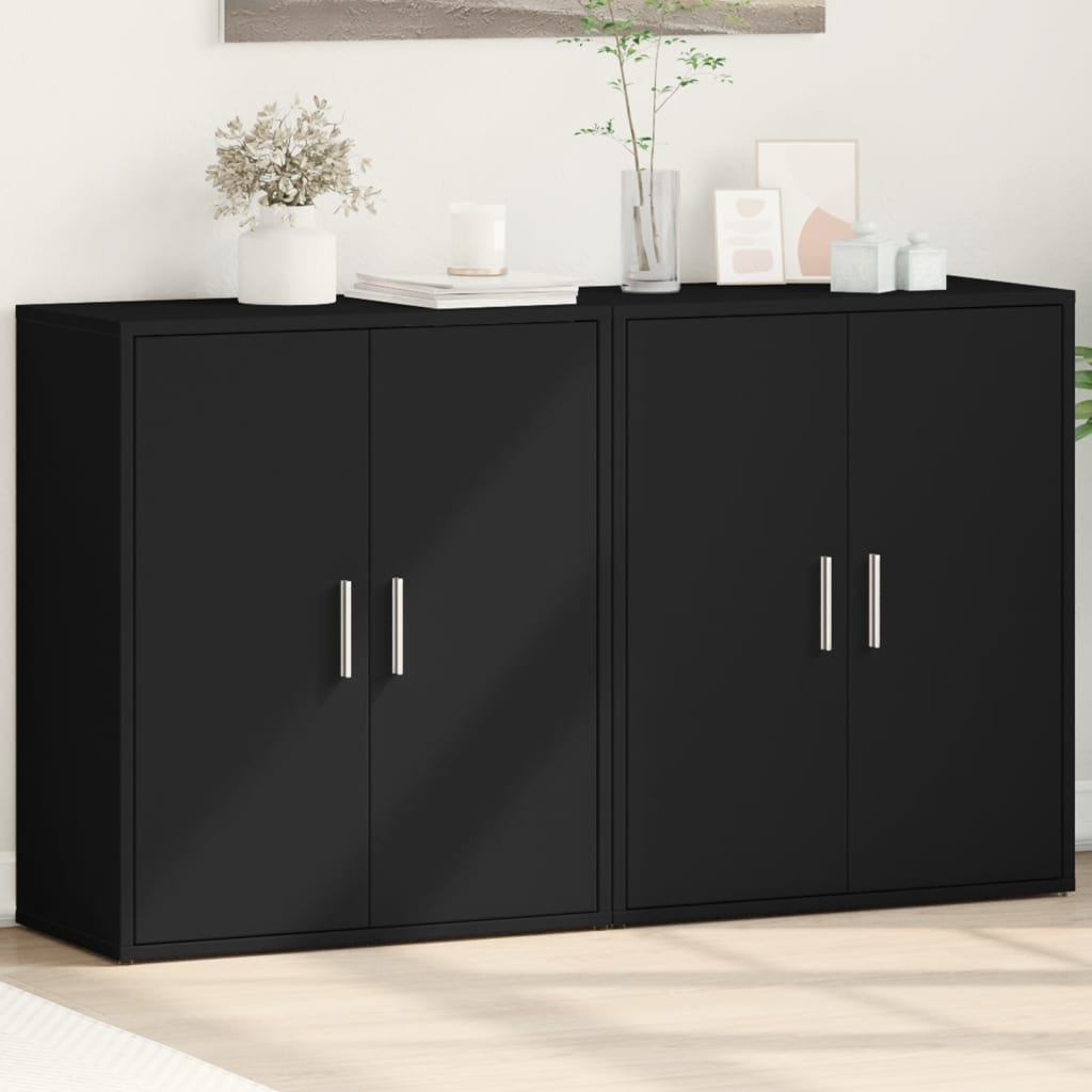 Buffets 2 pcs noir 60x31x70 cm bois d'ingénierie - XIOS