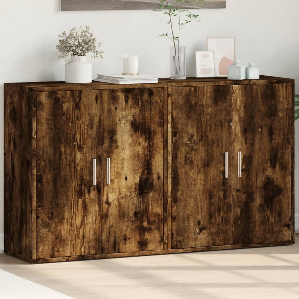 Buffets 2 pcs chêne fumé 60x31x70 cm bois d'ingénierie - XIOS