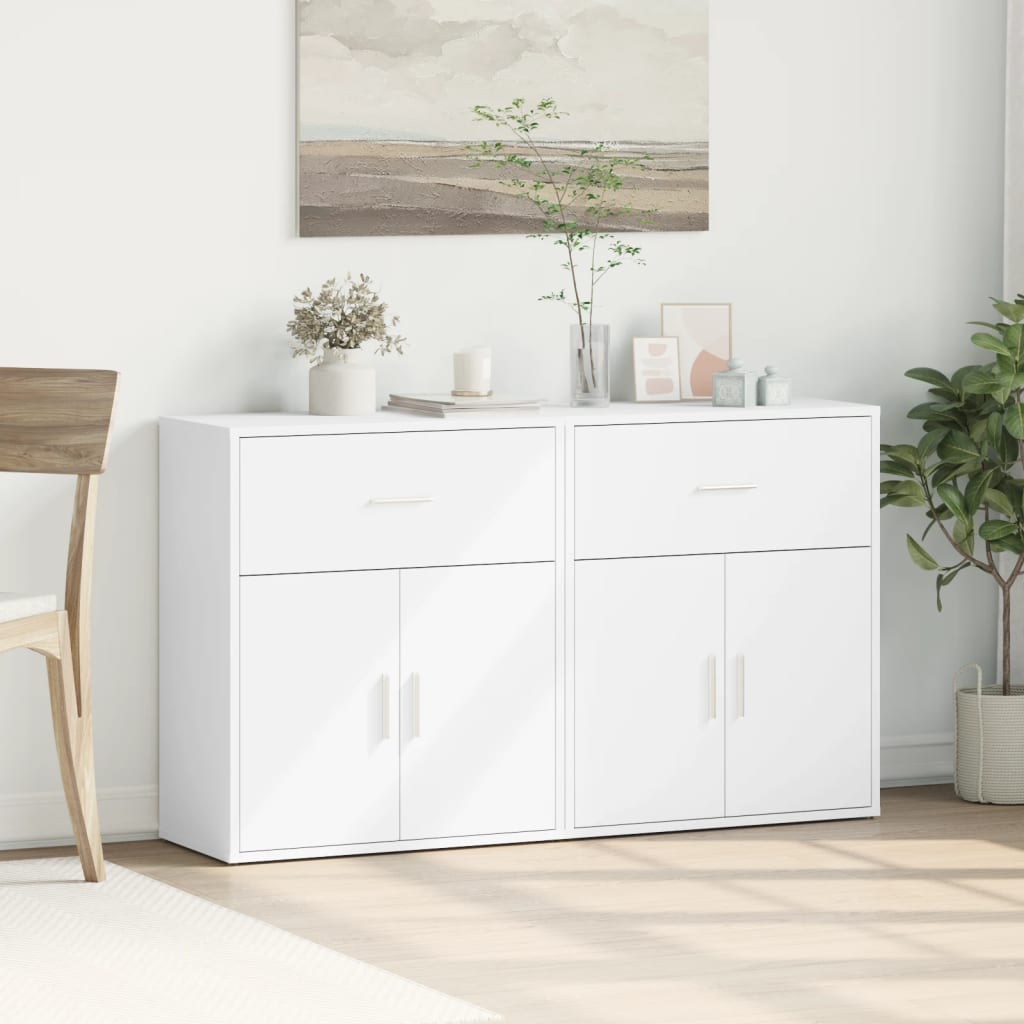 Buffets 2 pcs blanc 60x31x70 cm bois d'ingénierie - XIOS
