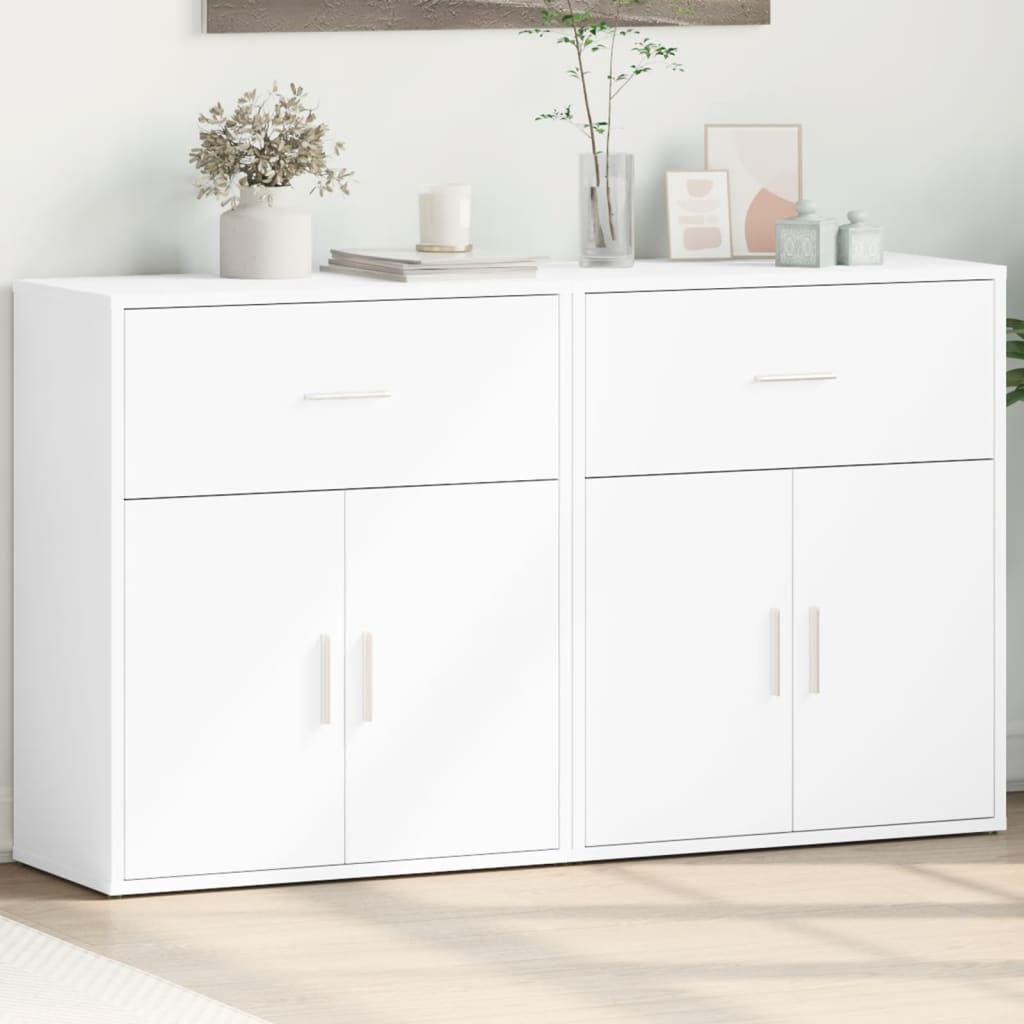Buffets 2 pcs blanc 60x31x70 cm bois d'ingénierie - XIOS