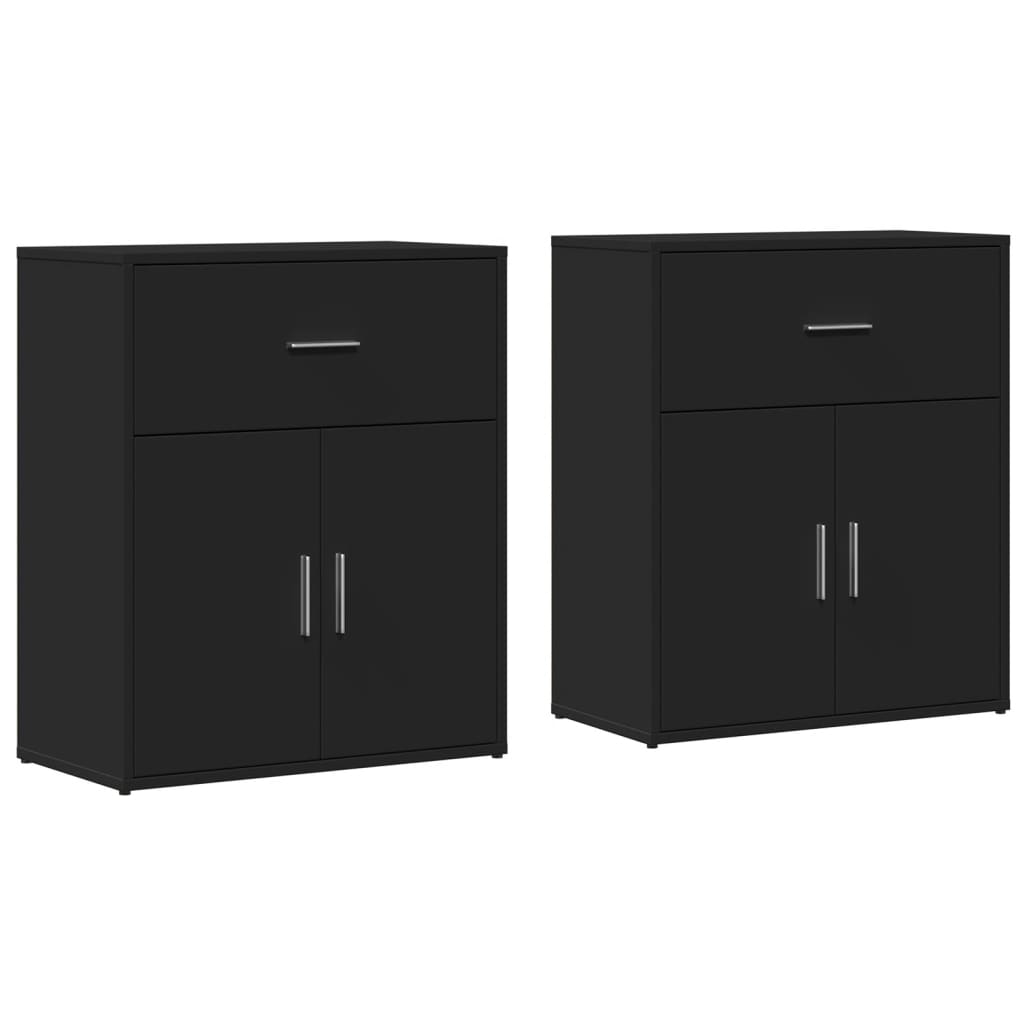 Buffets 2 pcs noir 60x31x70 cm bois d'ingénierie - XIOS