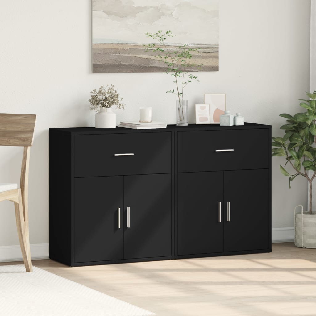 Buffets 2 pcs noir 60x31x70 cm bois d'ingénierie - XIOS