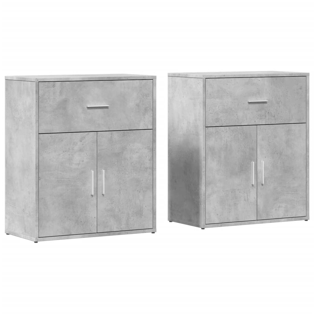 Buffets 2 pcs gris béton 60x31x70 cm bois d'ingénierie - XIOS