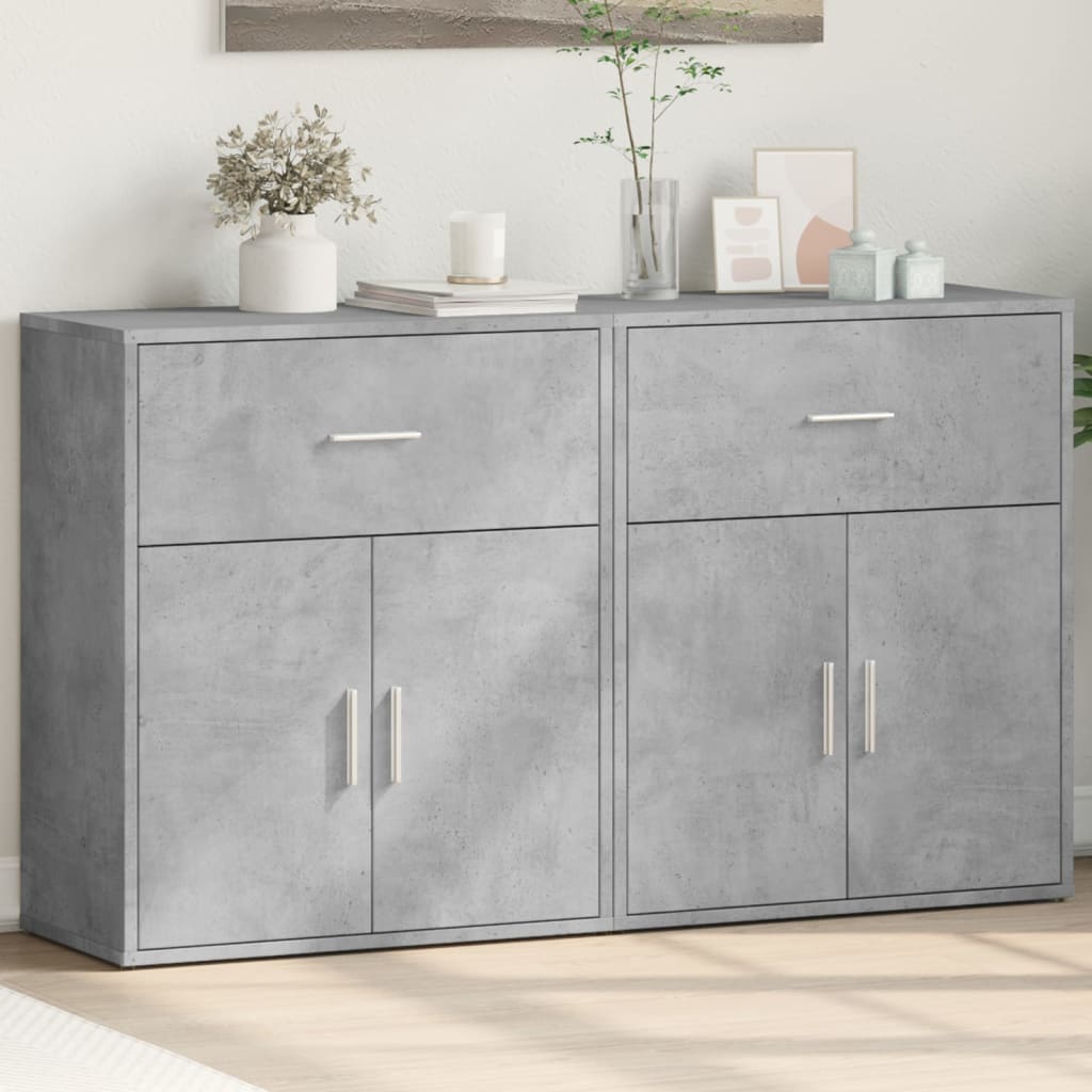 Buffets 2 pcs gris béton 60x31x70 cm bois d'ingénierie - XIOS