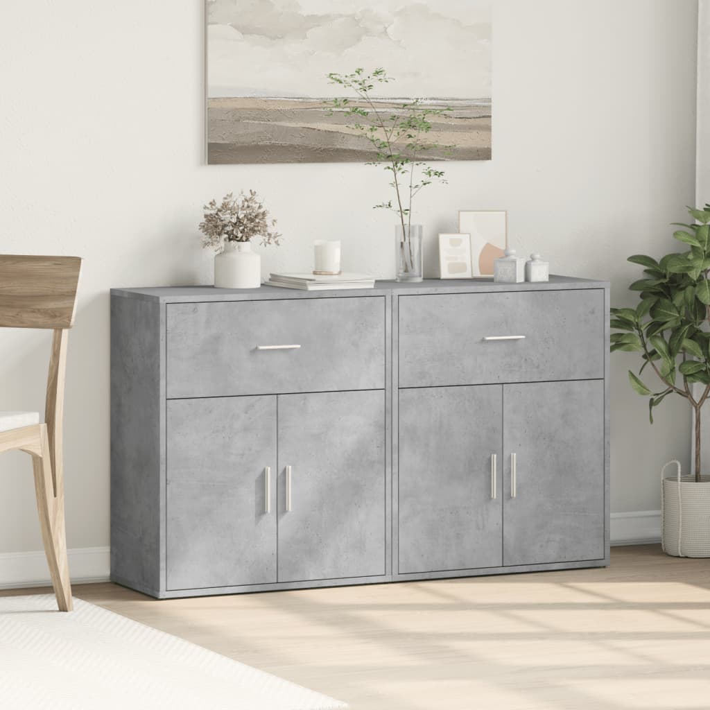 Buffets 2 pcs gris béton 60x31x70 cm bois d'ingénierie - XIOS