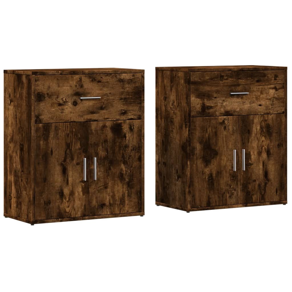 Buffets 2 pcs chêne fumé 60x31x70 cm bois d'ingénierie - XIOS