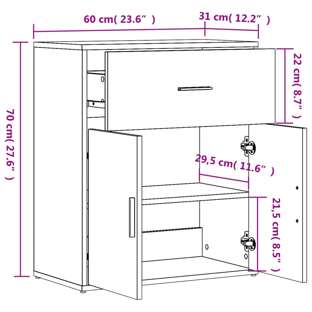 Buffets 2 pcs chêne fumé 60x31x70 cm bois d'ingénierie - XIOS