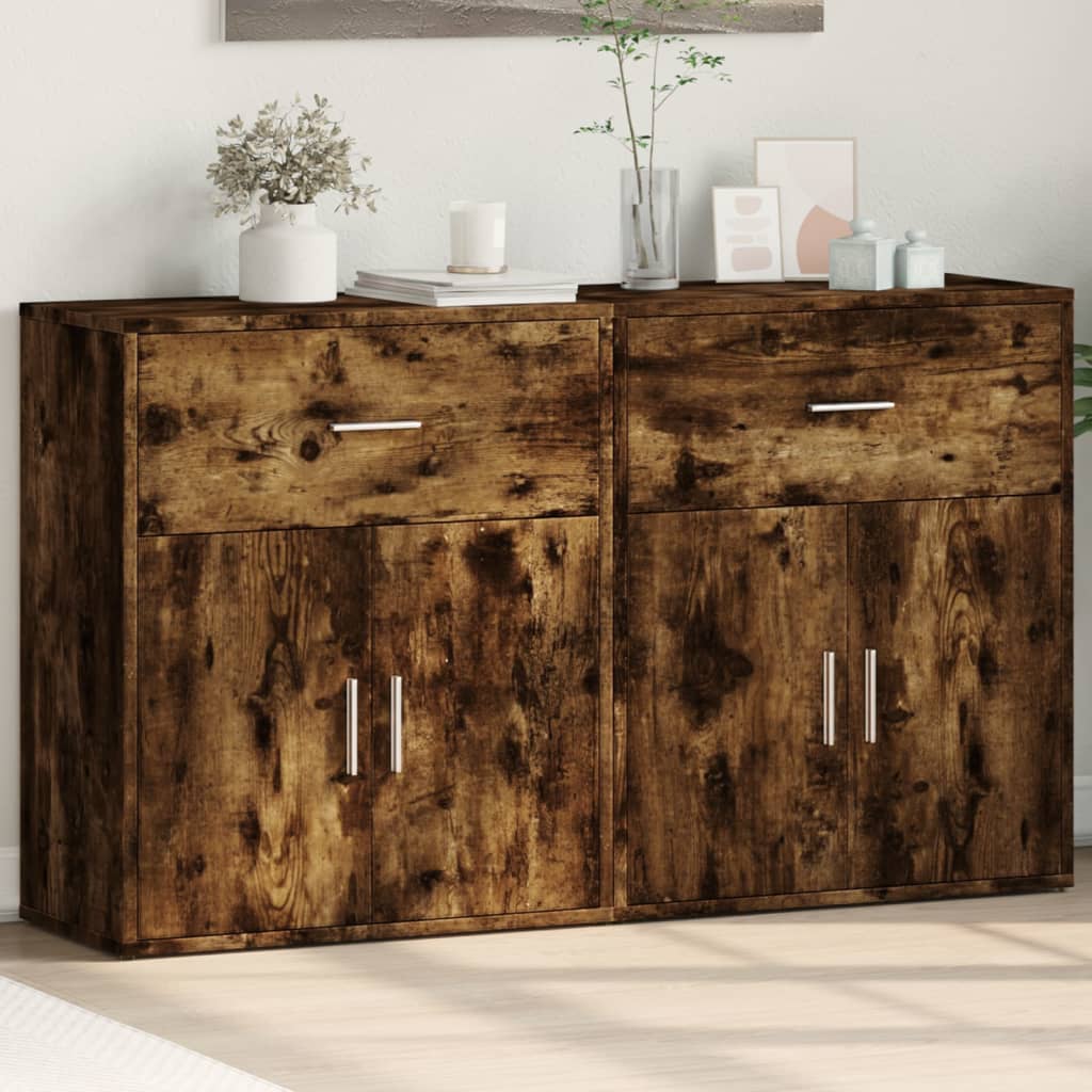 Buffets 2 pcs chêne fumé 60x31x70 cm bois d'ingénierie - XIOS
