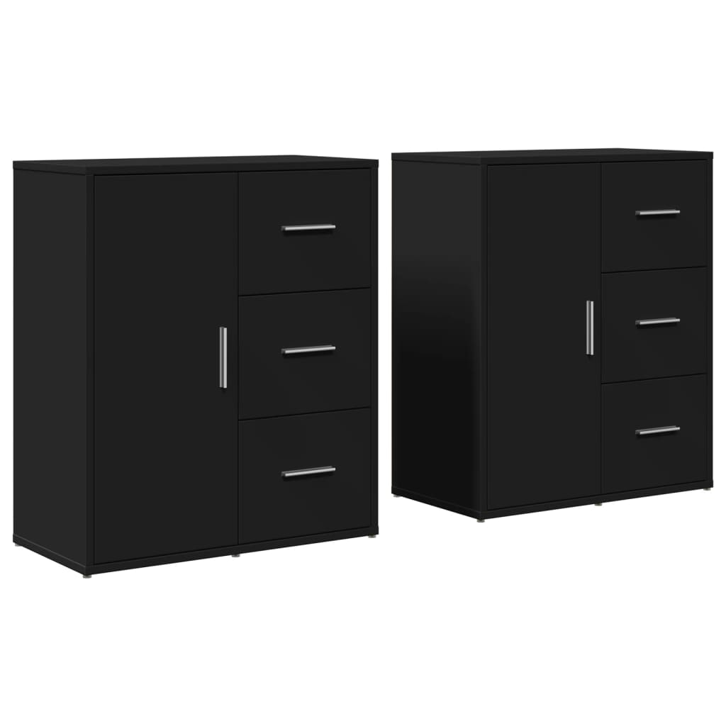 Buffets 2 pcs noir 60x31x70 cm bois d'ingénierie - XIOS