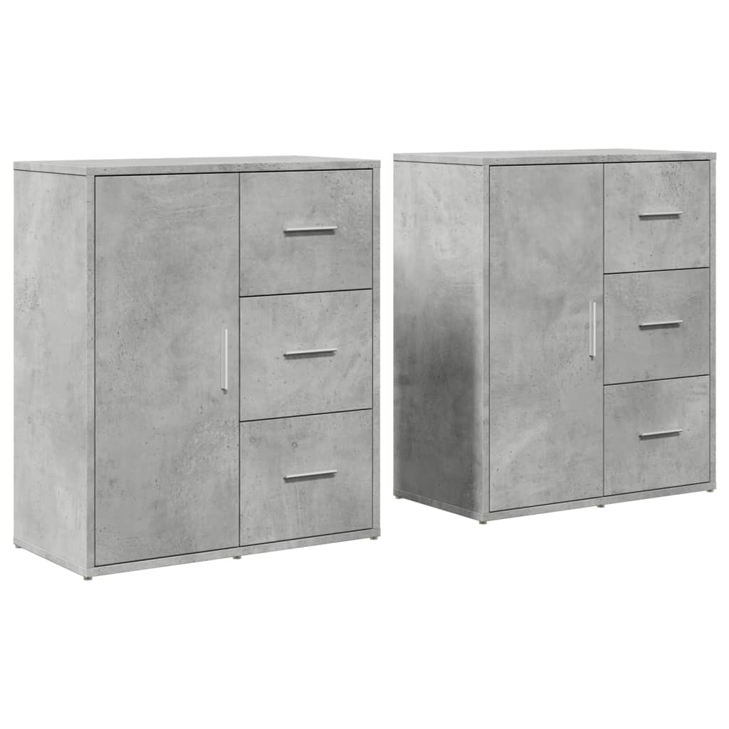 Buffets 2 pcs gris béton 60x31x70 cm bois d'ingénierie - XIOS
