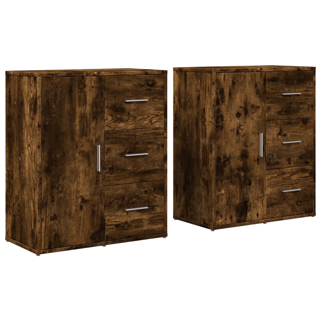 Buffets 2 pcs chêne fumé 60x31x70 cm bois d'ingénierie - XIOS