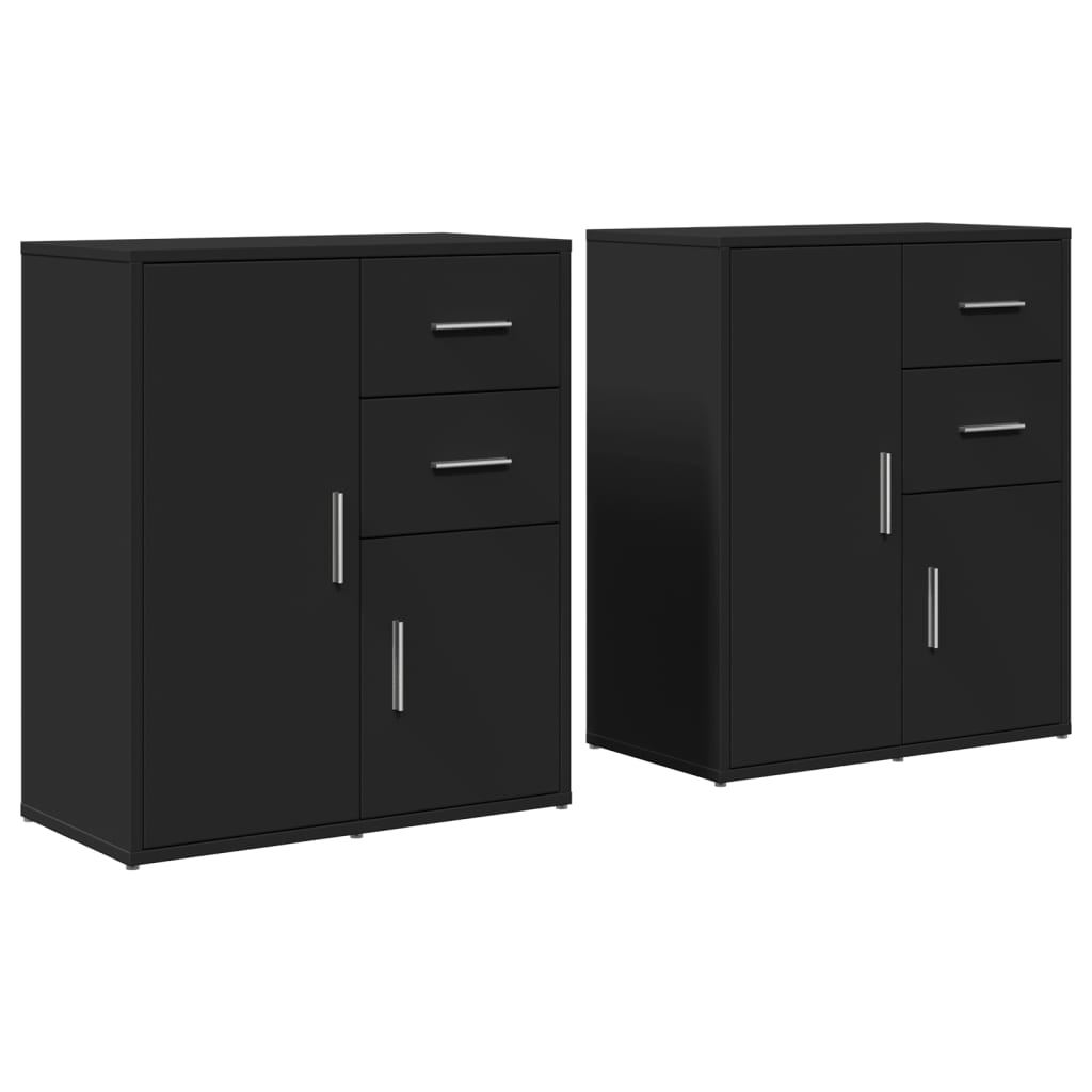 Buffets 2 pcs noir 60x31x70 cm bois d'ingénierie - XIOS