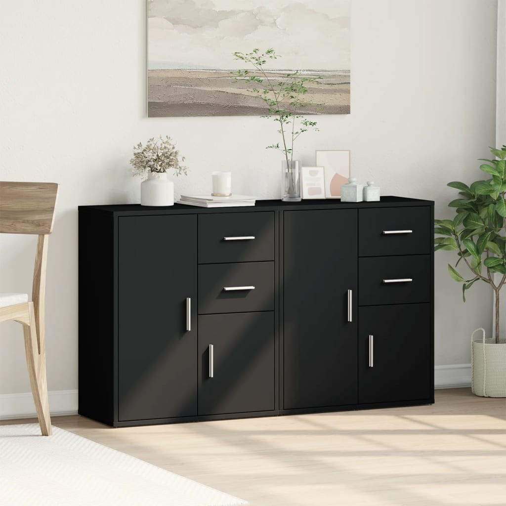Buffets 2 pcs noir 60x31x70 cm bois d'ingénierie - XIOS
