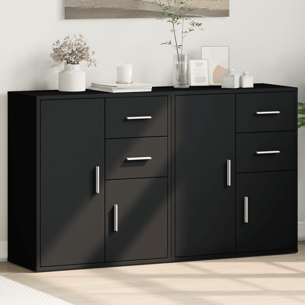 Buffets 2 pcs noir 60x31x70 cm bois d'ingénierie - XIOS