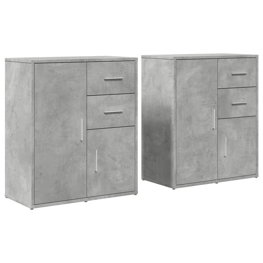 Buffets 2 pcs gris béton 60x31x70 cm bois d'ingénierie - XIOS