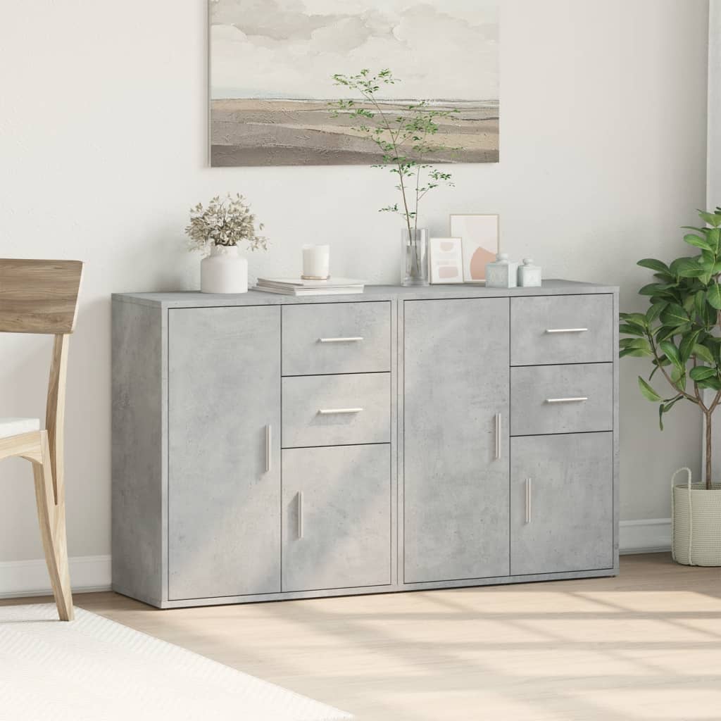 Buffets 2 pcs gris béton 60x31x70 cm bois d'ingénierie - XIOS