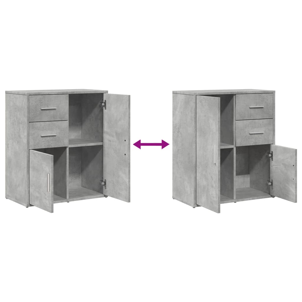 Buffets 2 pcs gris béton 60x31x70 cm bois d'ingénierie - XIOS