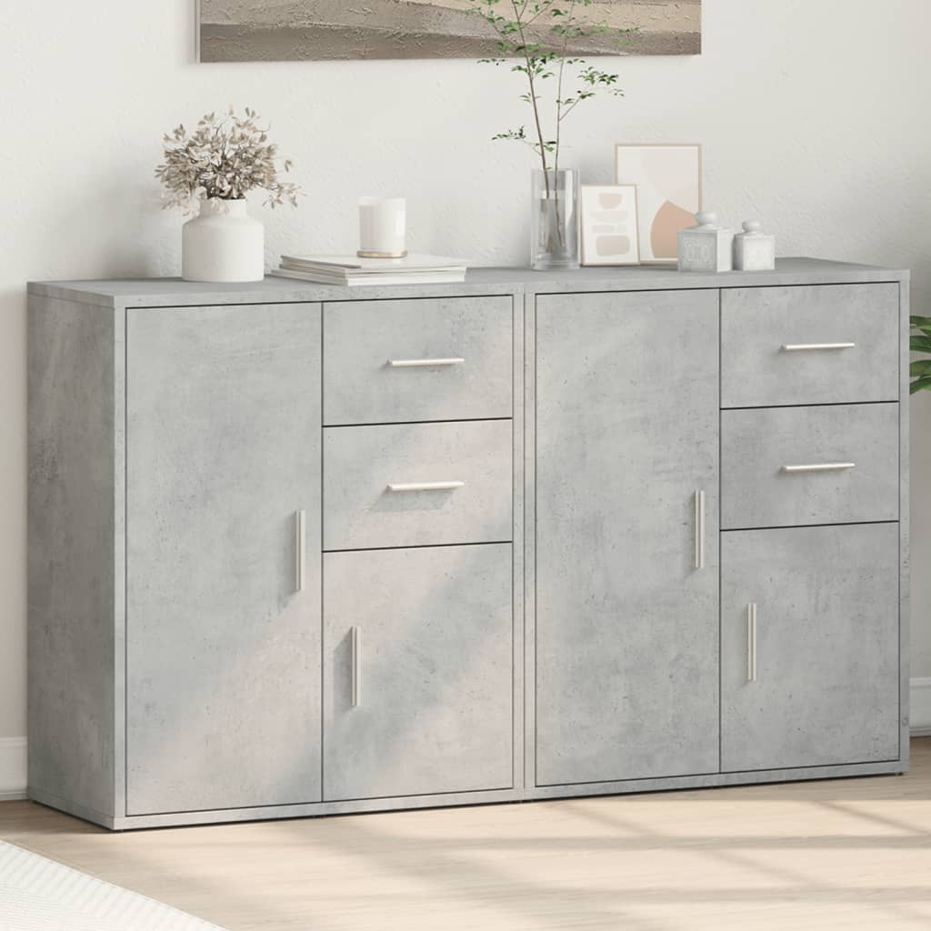 Buffets 2 pcs gris béton 60x31x70 cm bois d'ingénierie - XIOS