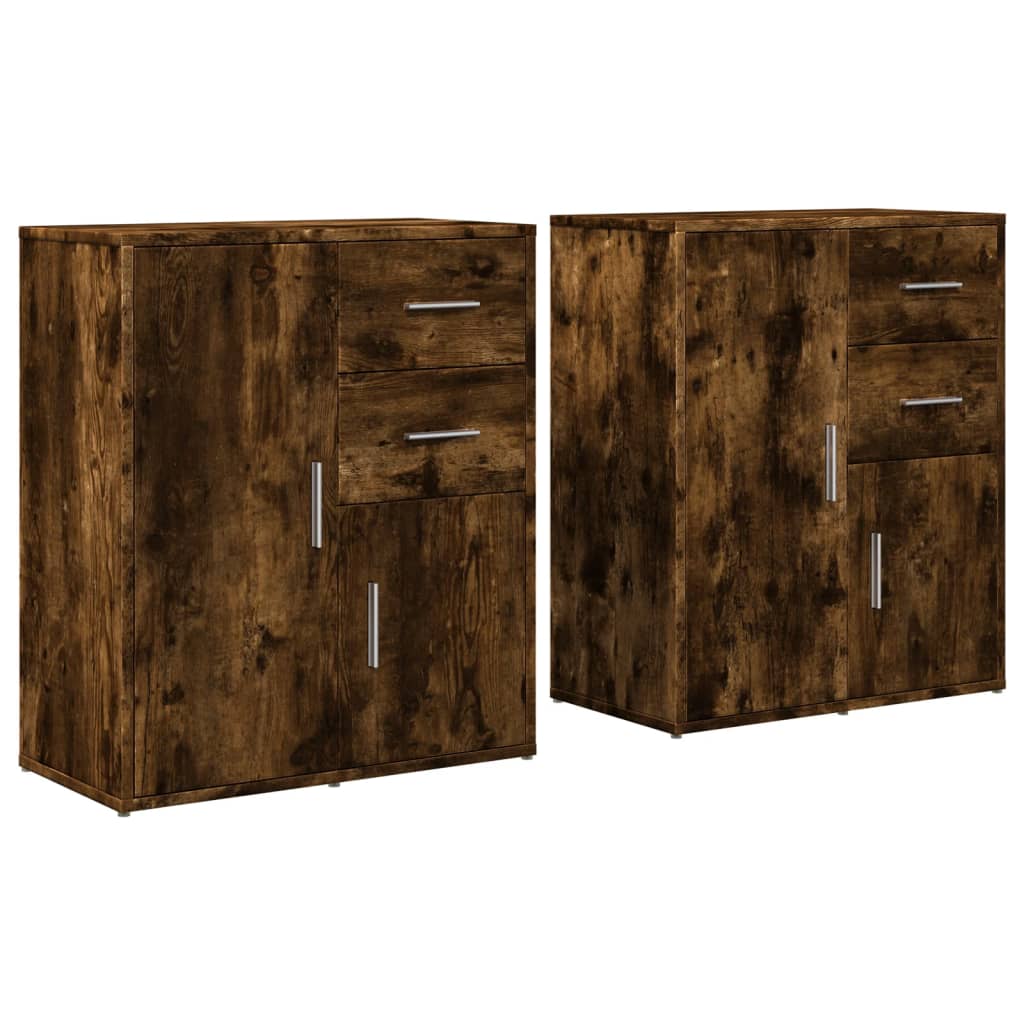 Buffets 2 pcs chêne fumé 60x31x70 cm bois d'ingénierie - XIOS
