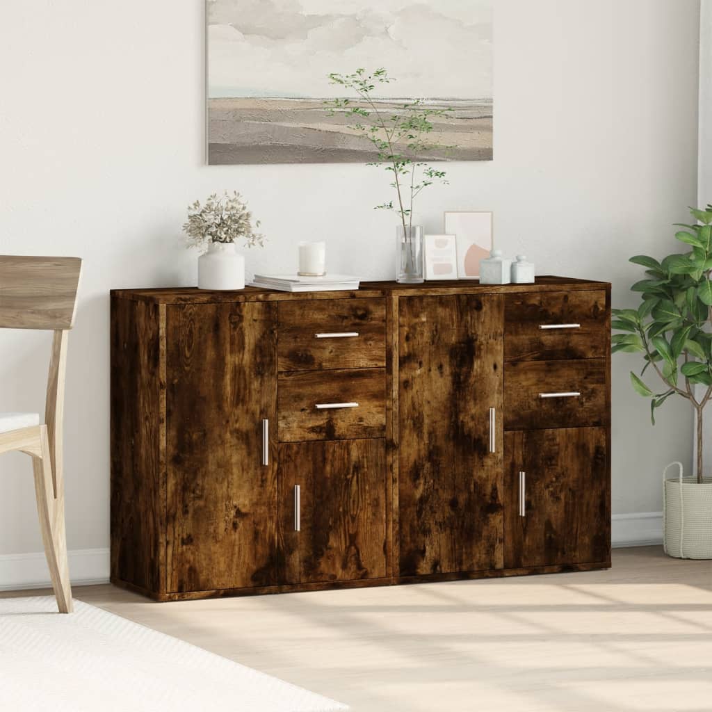 Buffets 2 pcs chêne fumé 60x31x70 cm bois d'ingénierie - XIOS