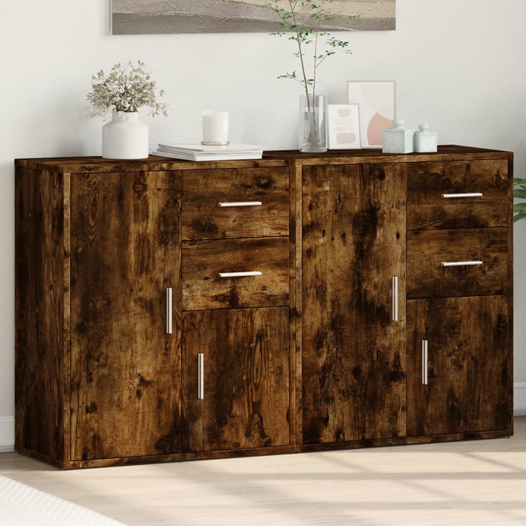Buffets 2 pcs chêne fumé 60x31x70 cm bois d'ingénierie - XIOS