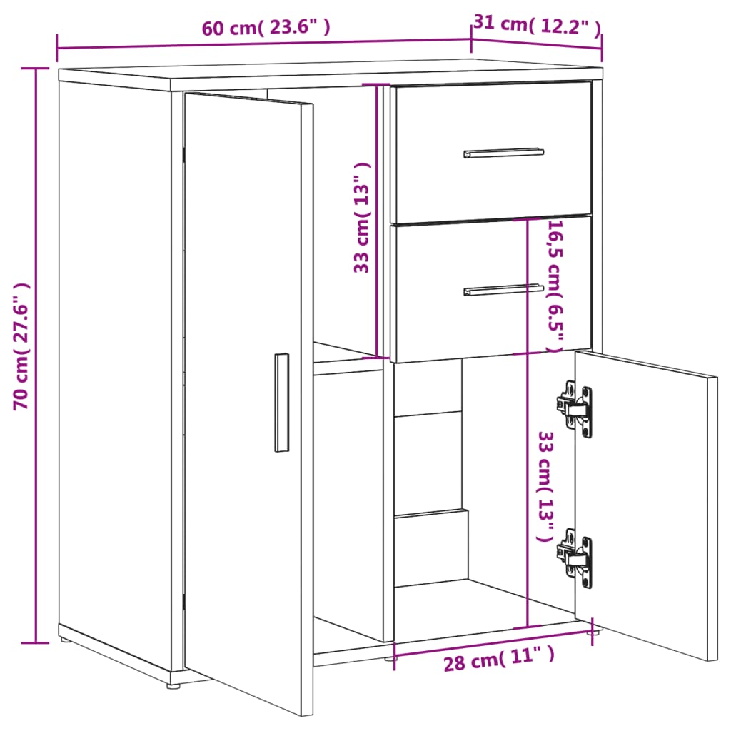 Buffets 2 pcs sonoma gris 60x31x70 cm bois d'ingénierie - XIOS