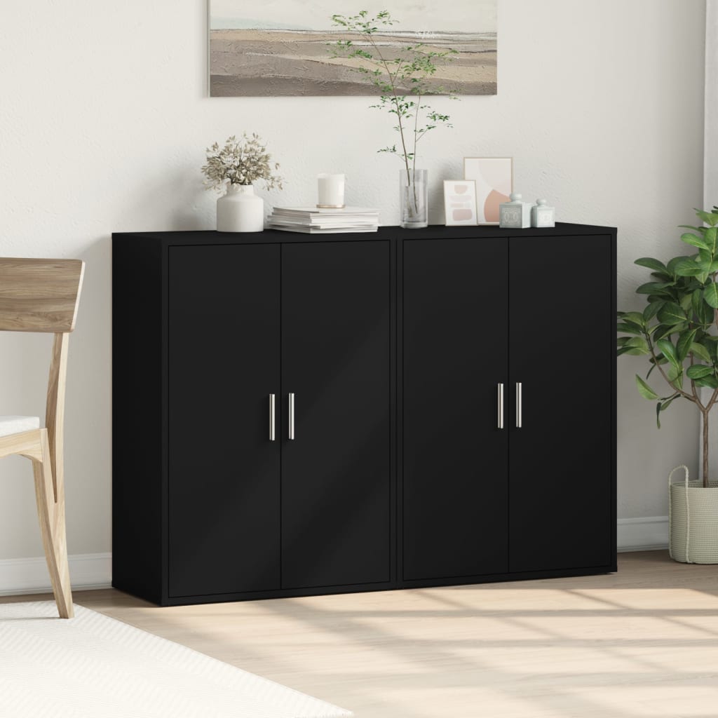Buffets 2 pcs noir 60x31x84 cm bois d'ingénierie - XIOS