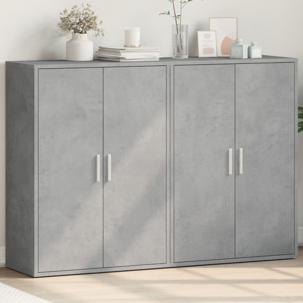 Buffets 2 pcs gris béton 60x31x84 cm bois d'ingénierie - XIOS