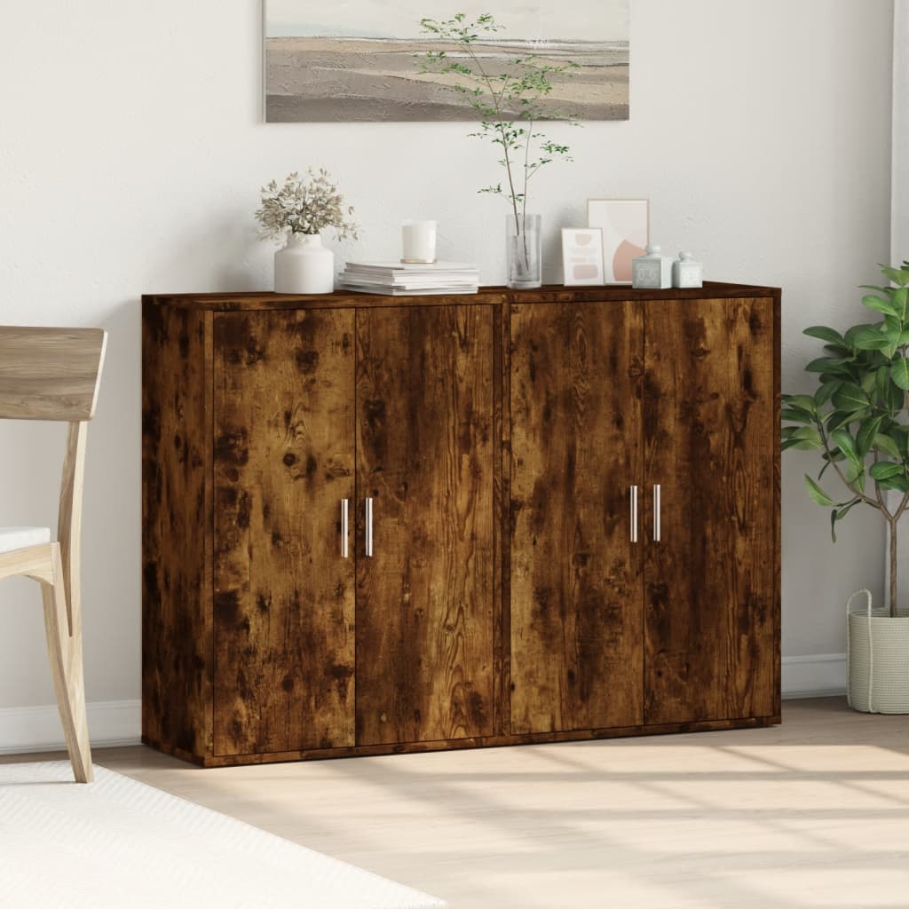 Buffets 2 pcs chêne fumé 60x31x84 cm bois d'ingénierie - XIOS