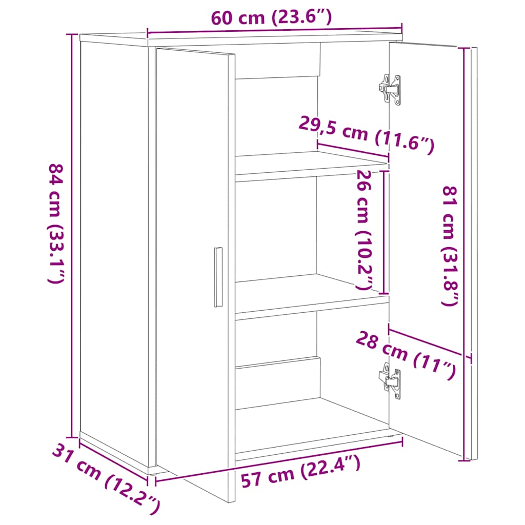 Buffets 2 pcs chêne fumé 60x31x84 cm bois d'ingénierie - XIOS